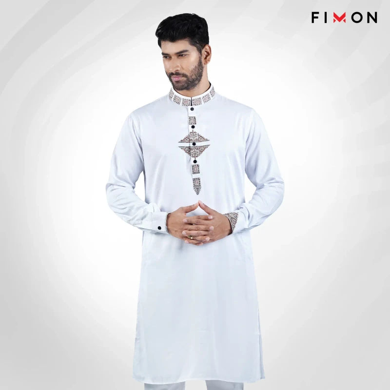 Elegant Elite Classes Panjabi –White