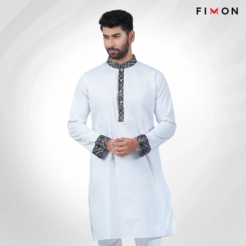 Kashmiri Jaal Panjabi – White