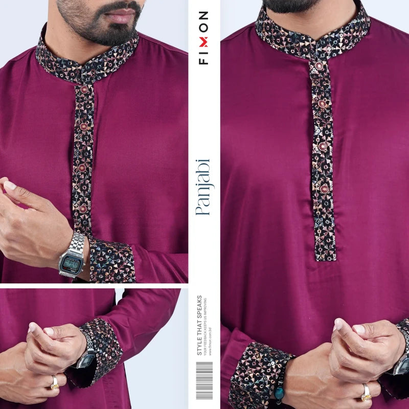 Kashmiri Jaal Panjabi – Magenta