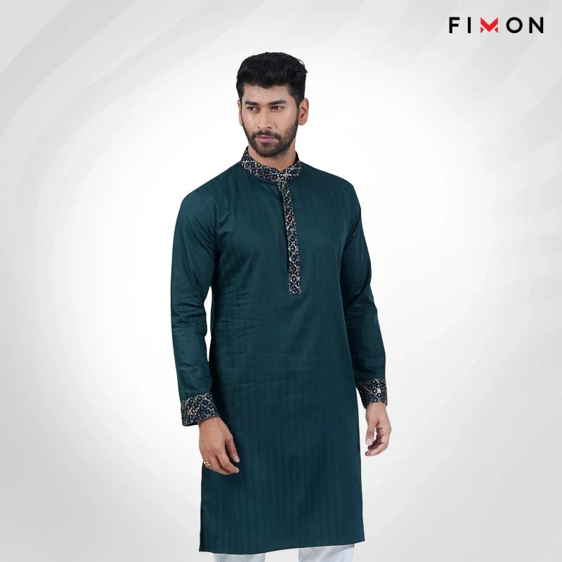 Kashmiri Jaal Panjabi – Sea Green