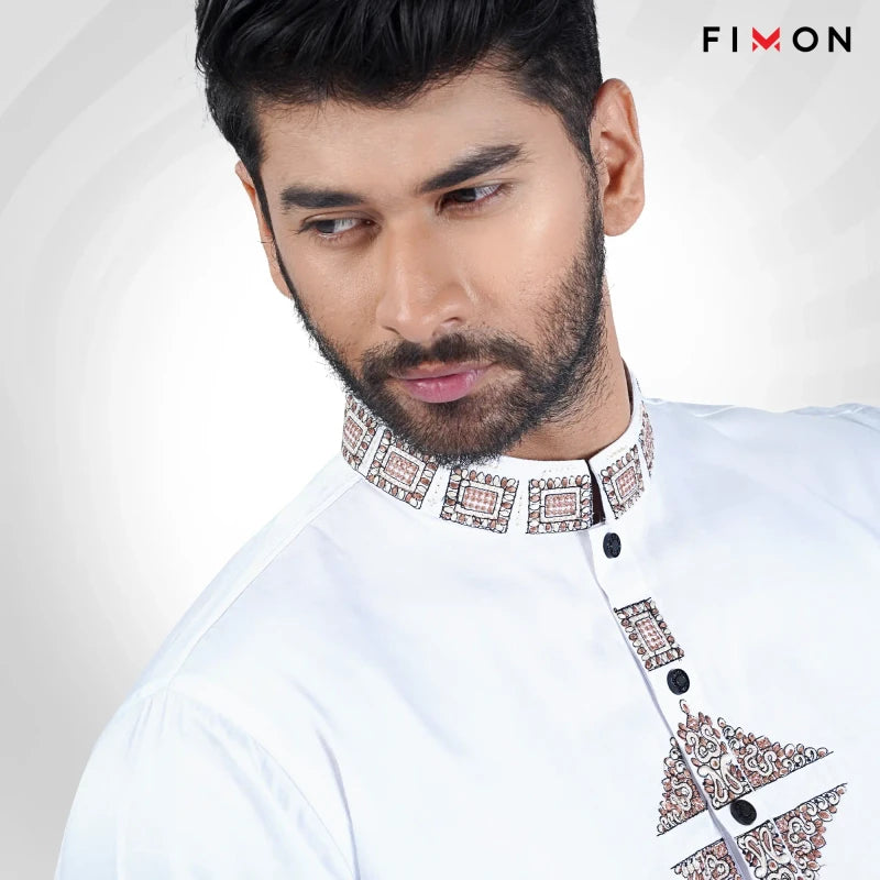 Elegant Elite Classes Panjabi –White