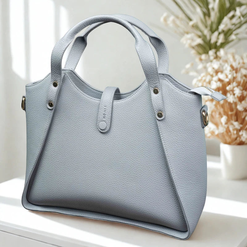 Fimon Élan Genuine Leather Tote | Pearl Grey