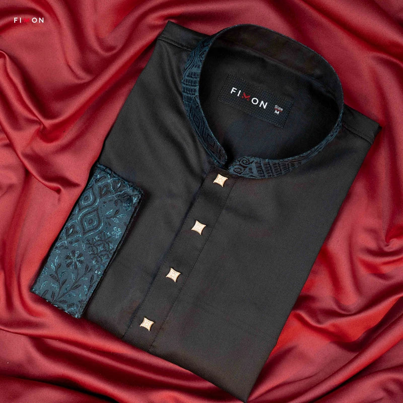 Festive Crown Panjabi | BLACK